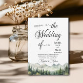 Mountains Pines Elegant Calligraphy Wedding 招待状
