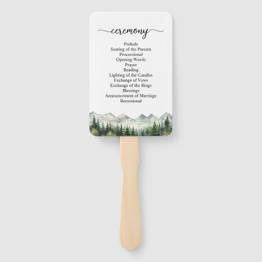 Mountains Pines Wedding Program Ceremony ハンドファン (裏面)