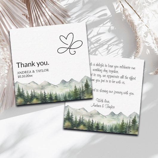Mountains Pines Wedding Thank You Card Note ノートカード