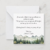 Mountains Pines Wedding Thank You Card Note ノートカード (裏面)
