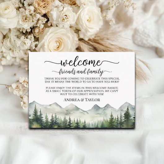 Mountains Pines Welcome Gift Bag Basket Place Card エンクロージャーカード