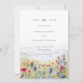 Mountains Scene Rustic Meadow Wildflowers Wedding セーブザデート (正面)