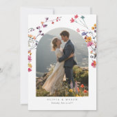 Mountains Scene Rustic Meadow Wildflowers Wedding セーブザデート (裏面)