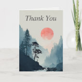 Mountains & Setting Sun Thank You Card 招待状 (正面)