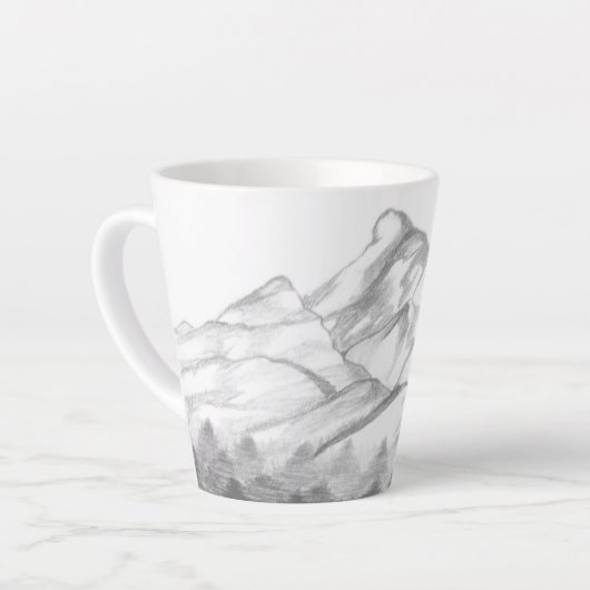 Mountains Sketched in Pencil on Latte Mug カフェラテマグ (左アングル)