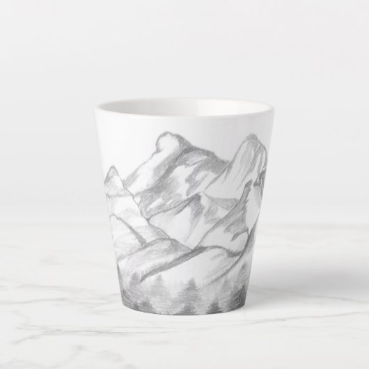 Mountains Sketched in Pencil on Latte Mug カフェラテマグ (正面)