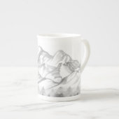 Mountains Sketched in Pencil on Latte Mug ボーンチャイナマグカップ (正面右)
