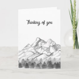 Mountains Sketched in Pencil on Note Card カード