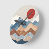 Mountains Sunset Beauty ラウンド壁時計 (傾斜)