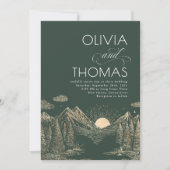 Mountains Sunset Nature Wedding Elegant 招待状 (正面)