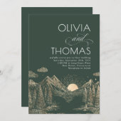 Mountains Sunset Nature Wedding Elegant 招待状 (正面/裏面)
