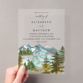 Mountains & Trees Rustic Wedding V2 アクリル招待状 (インサイチュ (ポータブル))