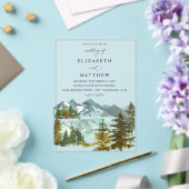 Mountains & Trees Rustic Wedding V2 アクリル招待状 (インサイチュ (ウェディング))
