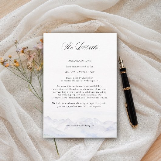 Mountains Wildflower Meadow Floral Wedding Details エンクロージャーカード