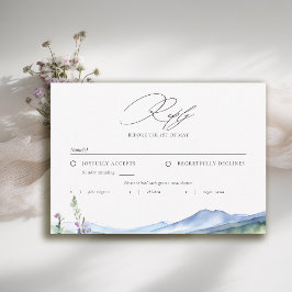 Mountains Wildflowers Meadow Modern Wedding Meal 出欠カード