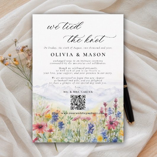 Mountains Wildflowers Meadow Wedding Announcement 招待状