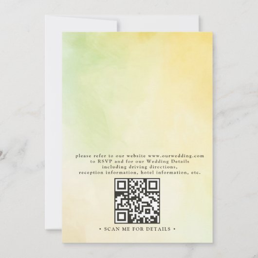 Mountains Wildflowers Rustic QR Code Wedding 招待状 (裏面)
