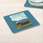 MountainUtahのアメリカヘラジカ スクエアペーパーコースター (アングル)