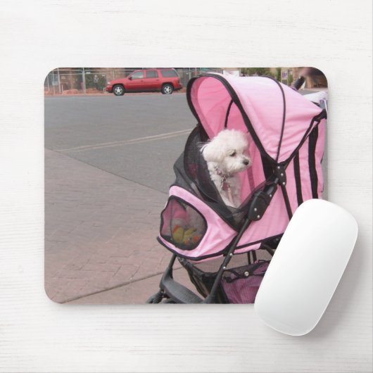 mousの小犬のベビーカーのかわいく小さいプードル、 マウスパッド (マウス)