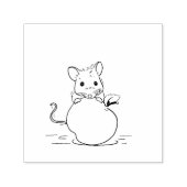 Mouse and apple stamp セルフインキングスタンプ (デザイン)