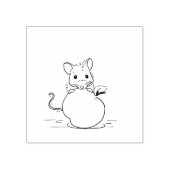 Mouse and apple stamp ラバースタンプ (インプリント)