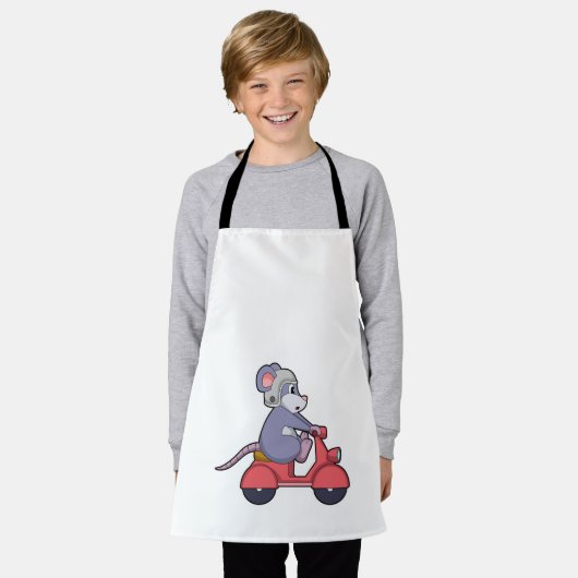 Mouse as Biker with Scooter.PNG エプロン (着用した状態)