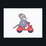 Mouse as Biker with Scooter.PNG ポストカード<br><div class="desc">This design is the perfect gift for a birthday,  Christmas and other celebrations. It is suitable for women,  men and kids.</div>