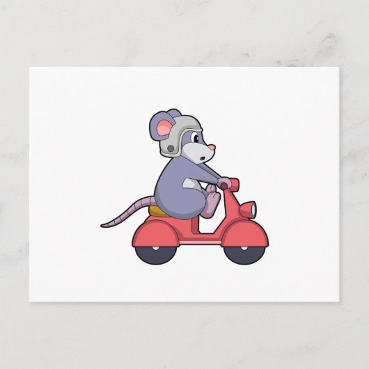 Mouse as Biker with Scooter.PNG ポストカード (正面)