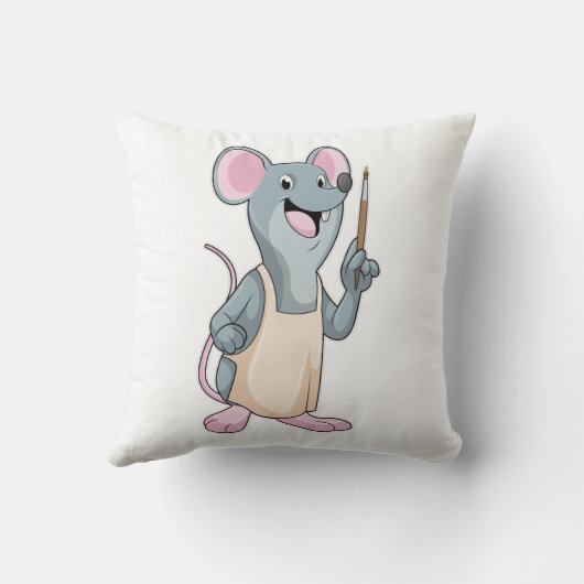 Mouse as Painter with Paint brush クッション (裏面)