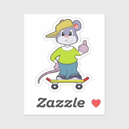 Mouse as Skater with Skateboard シール (シート)