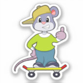 Mouse as Skater with Skateboard シール (正面)
