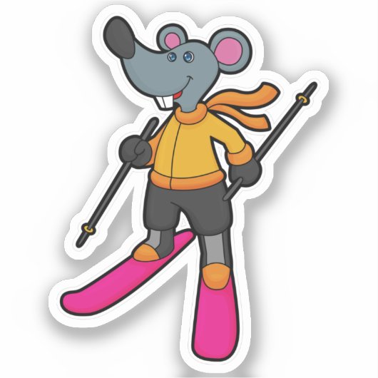 Mouse as Skier with Ski シール (正面)