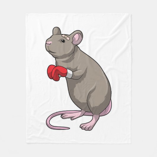 Mouse at Boxing with Boxing gloves フリースブランケット (正面)