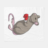 Mouse at Boxing with Boxing gloves フリースブランケット (正面(横))