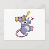 Mouse at Cricket with Cricket bat ポストカード (正面)