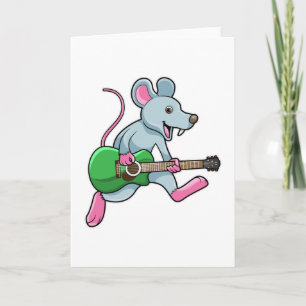Mouse at Music with Guitar カード