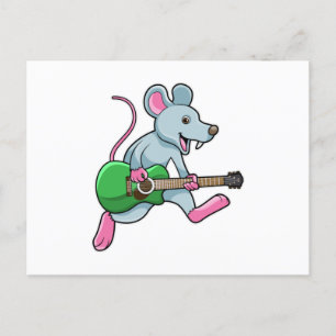 Mouse at Music with Guitar ポストカード