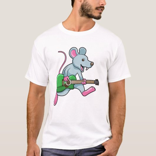 Mouse at Music with Guitar Tシャツ (正面)