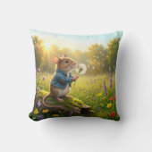 Mouse Blowing Dandelion Seedlings クッション (正面)