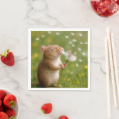 Mouse Blowing Dandelion Seeds スタンダードカクテルナプキン (インサイチュ)