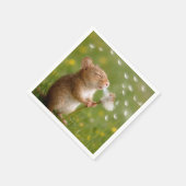 Mouse Blowing Dandelion Seeds スタンダードカクテルナプキン (角)