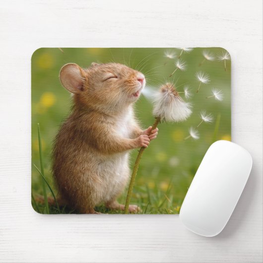Mouse Blowing Dandelion Seeds マウスパッド (マウス)