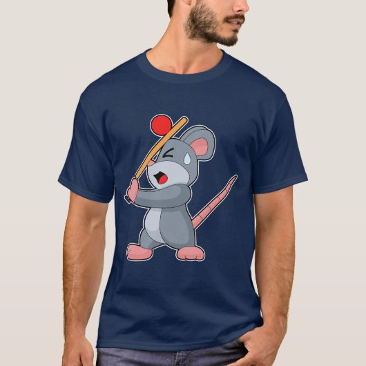 Mouse Cricket Cricket bat Tシャツ (正面)