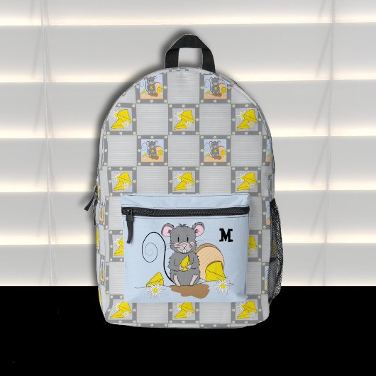 Mouse Eating Cheese Monogram Backpack プリントバックパック