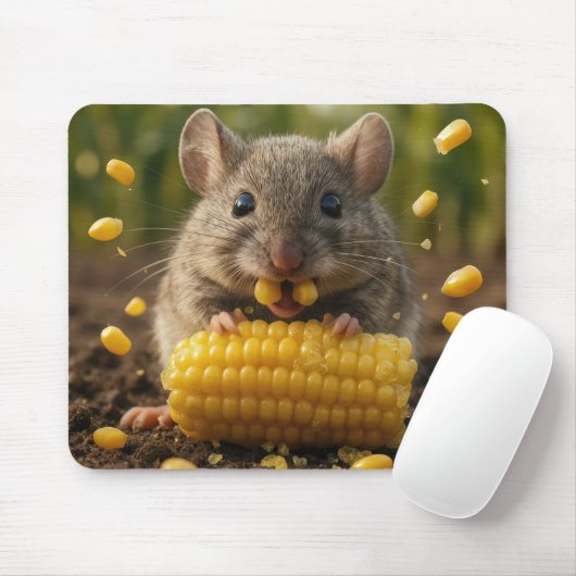 Mouse Enjoying an Ear of Corn マウスパッド (マウス)