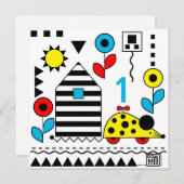 Mouse House Wheelieマウスカード – パーソナライズされた年齢 招待状 (正面/裏面)