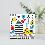 Mouse House Wheelieマウスカード – パーソナライズされた年齢 招待状 (スタンド正面)