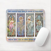 MOUSE PAD - Alphonse Mucha's "Times of the Day" マウスパッド (マウス)