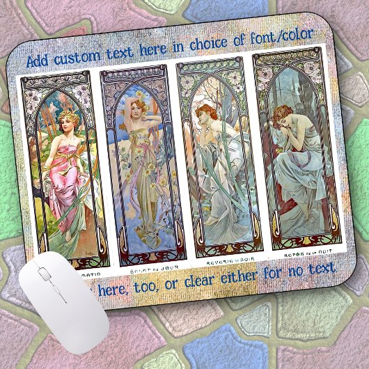 MOUSE PAD - Alphonse Mucha's "Times of the Day" マウスパッド