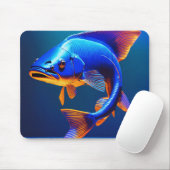 Mouse Pad | Blue Fish Logo Design | Minimalist Oce マウスパッド (マウス)
